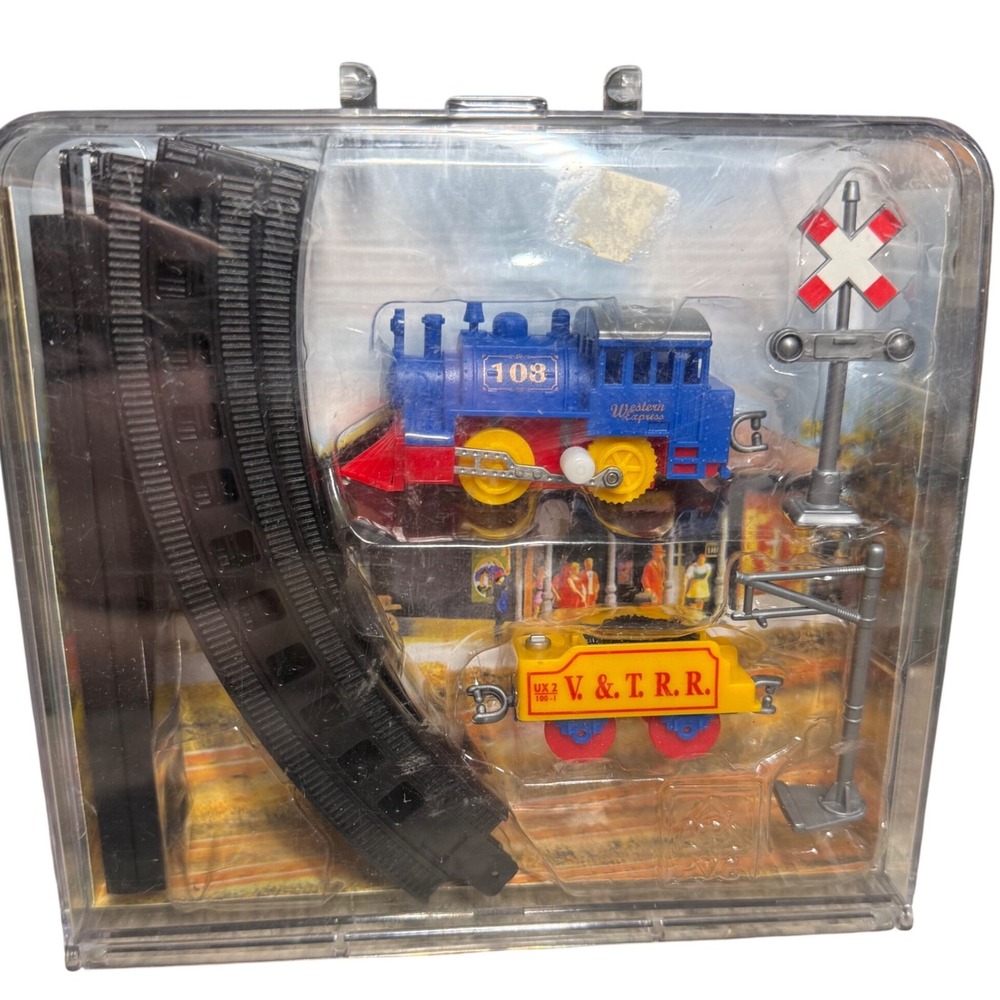 Vintage 2000 Funline Wind-Up Train Playset Western Express V&TRR Case 70005 NEW